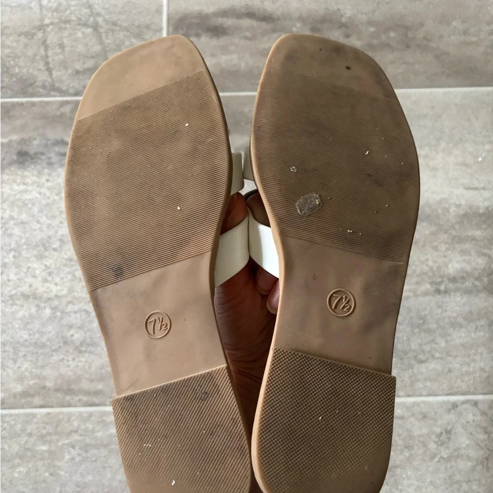 A New Day White Slide Sandals with Tan Ring Detail - Picture 5 of 6